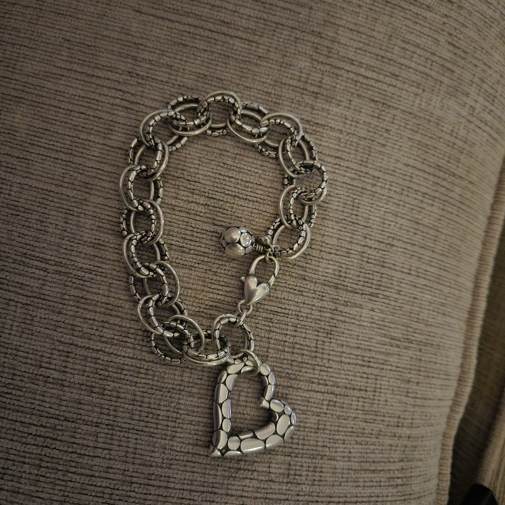 Brighton Silver Heart Charm Bracelet
